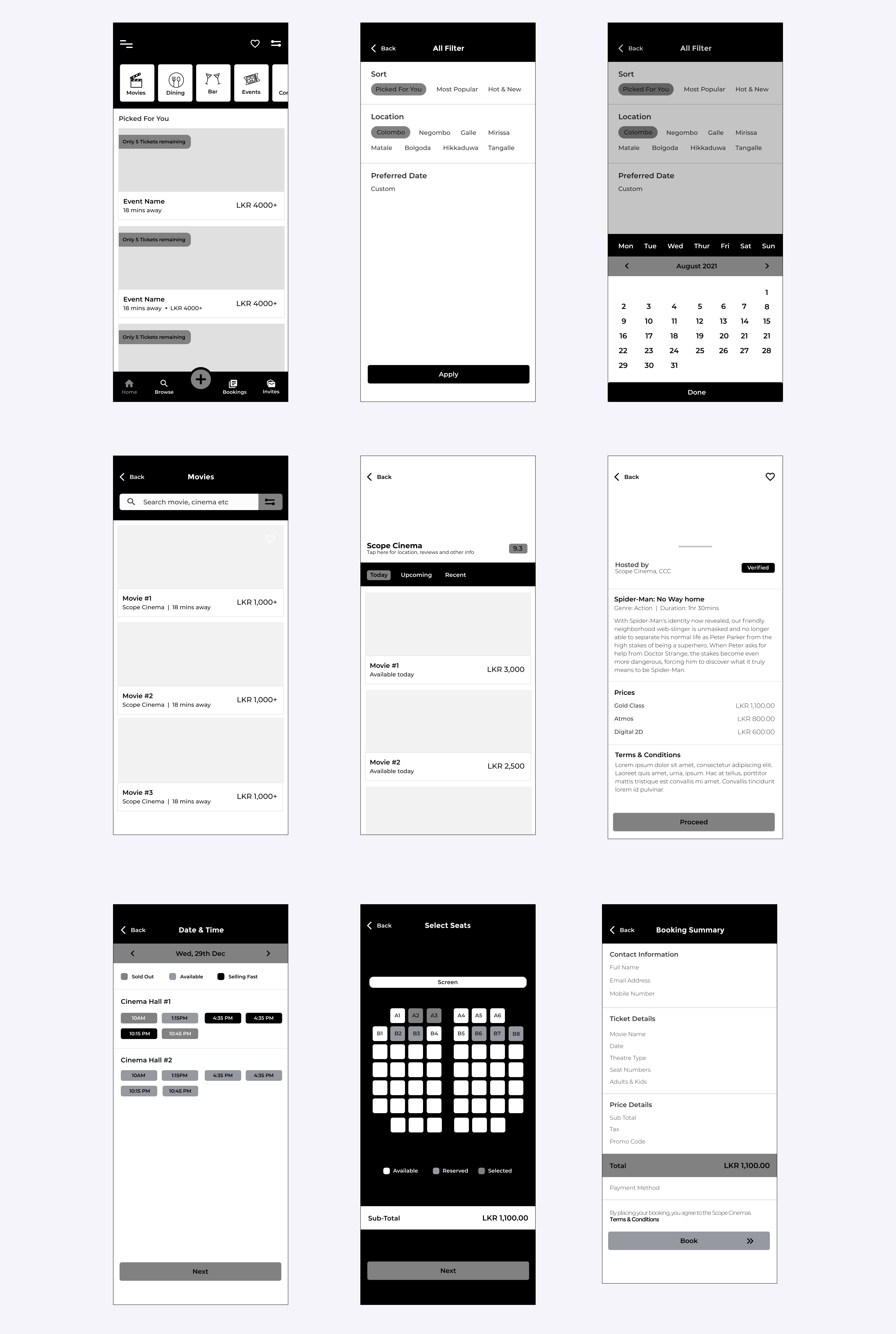 Gala Web Wireframe